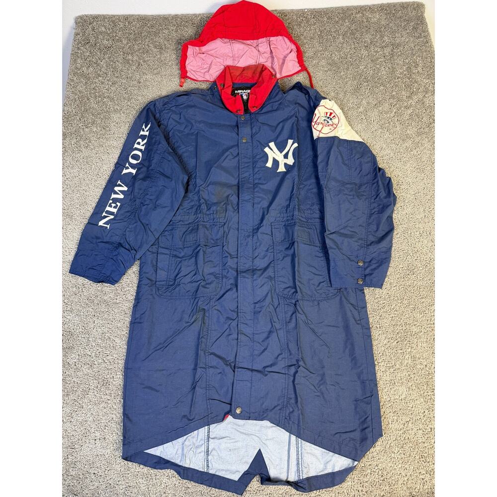 Vintage New York Yankees Jacket Mens L Blue Mirage First String Rain Coat 90s
